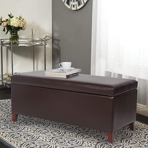 Miniatura 2 de Homebeez Moderno banco otomano de almacenamiento de mesa de centro de cuero sintético (marrón)