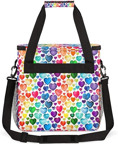 Miniatura 5 de Watercolor Rainbow Hearts Pattern Coffee Maker Carring Bag Travel Storage Tote Bag Compatible with Keurig K-Mini or K-Mini Plus Portable Single