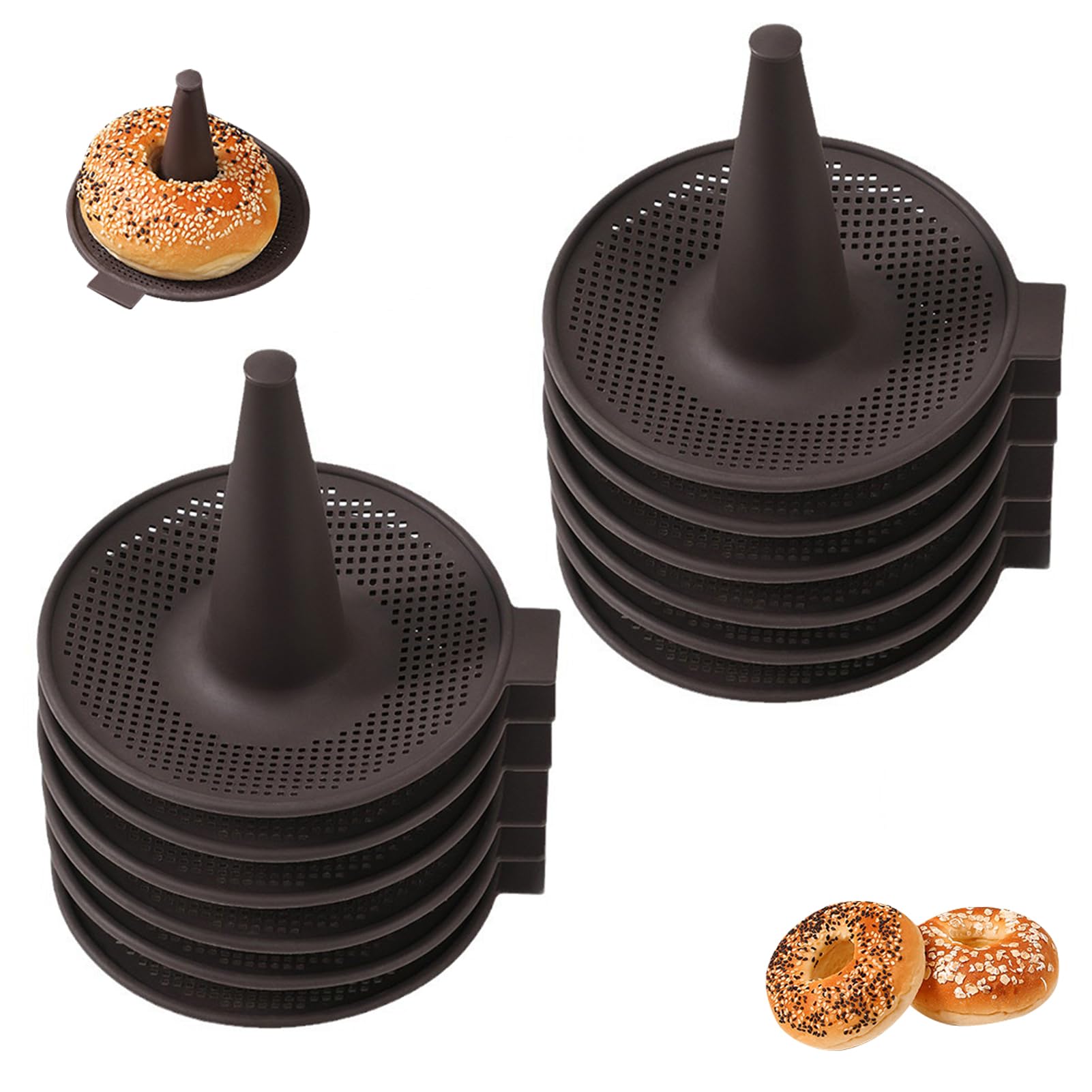 Recitem 6/16 Pieces Silicone Moulds, Doughnut Mould for Baking, Doughnut Pan Set, Pastry Moulds for Bagel and Doughnut, Cake Moulds, Non-Stick Coating, Dishwasher Safe (Pack of 12)