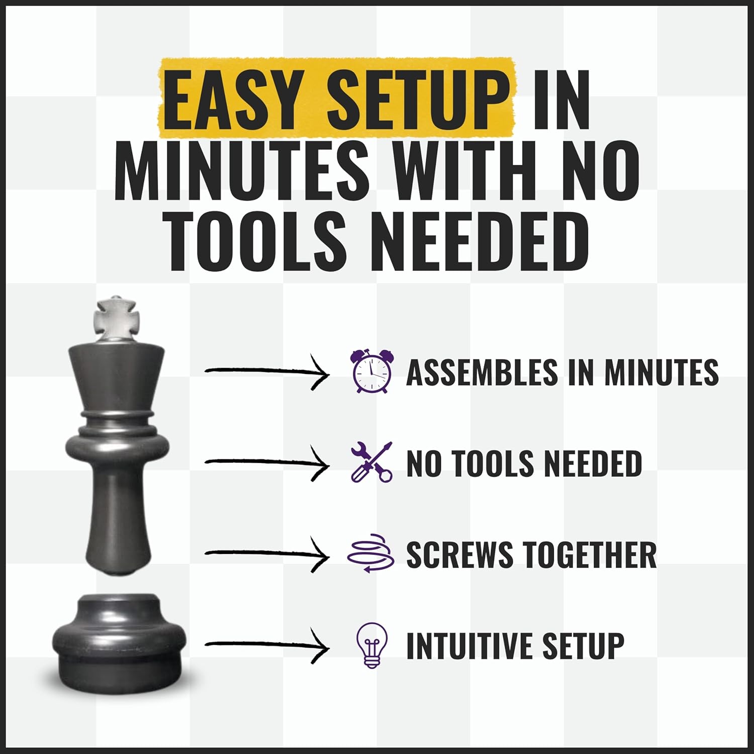 MegaChess Giant Chess Set Game with 25" Tall King - A Large Chess Set Yard Game for Families Looking for Outdoor Jumbo Games - 32 Large Pieces Made from Durable HDPE (Nylon Mat Board Included)