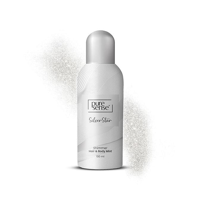 PureSense Silver Star All Day Fragrance | Long Lasting | Travel Friendly Hair and Shimmer Body Mist Spray for Women 100ml