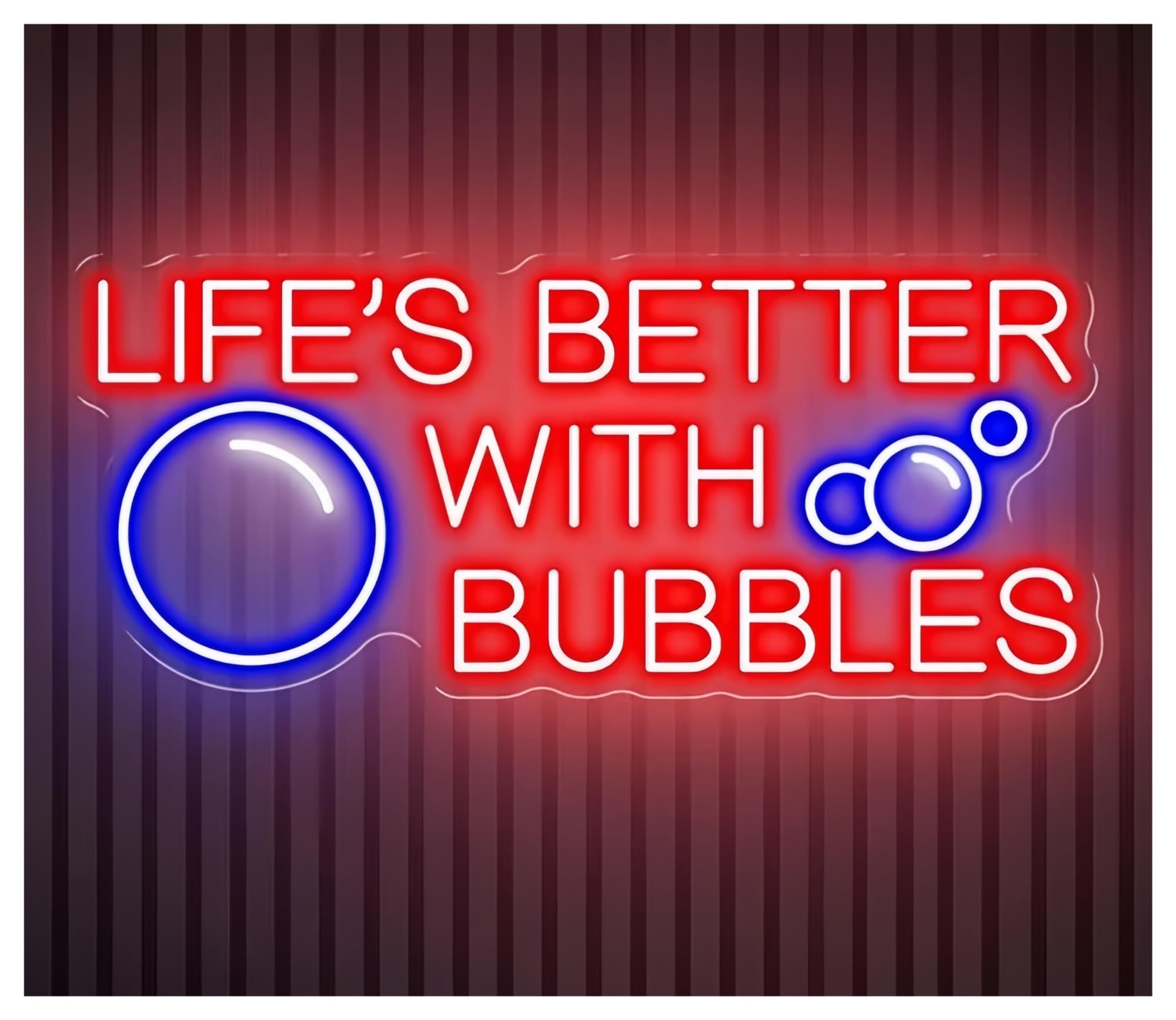Shouxi F Sign Lamp Life Is Better With Bubbles Neon Sign Champagne Wall Decor Bubbles Coffee Cafe Shop Decoration 60X27cm(F)