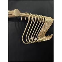 Gold S Hooks, Solid Brass, 3.75 inch, 20 Pack | Hanging Pans Pots Coffee Mugs Plants Jeans, For Kitchen Rack Rail Closet Dorm, Round-End Craftsmanship, Non-Magnetic
