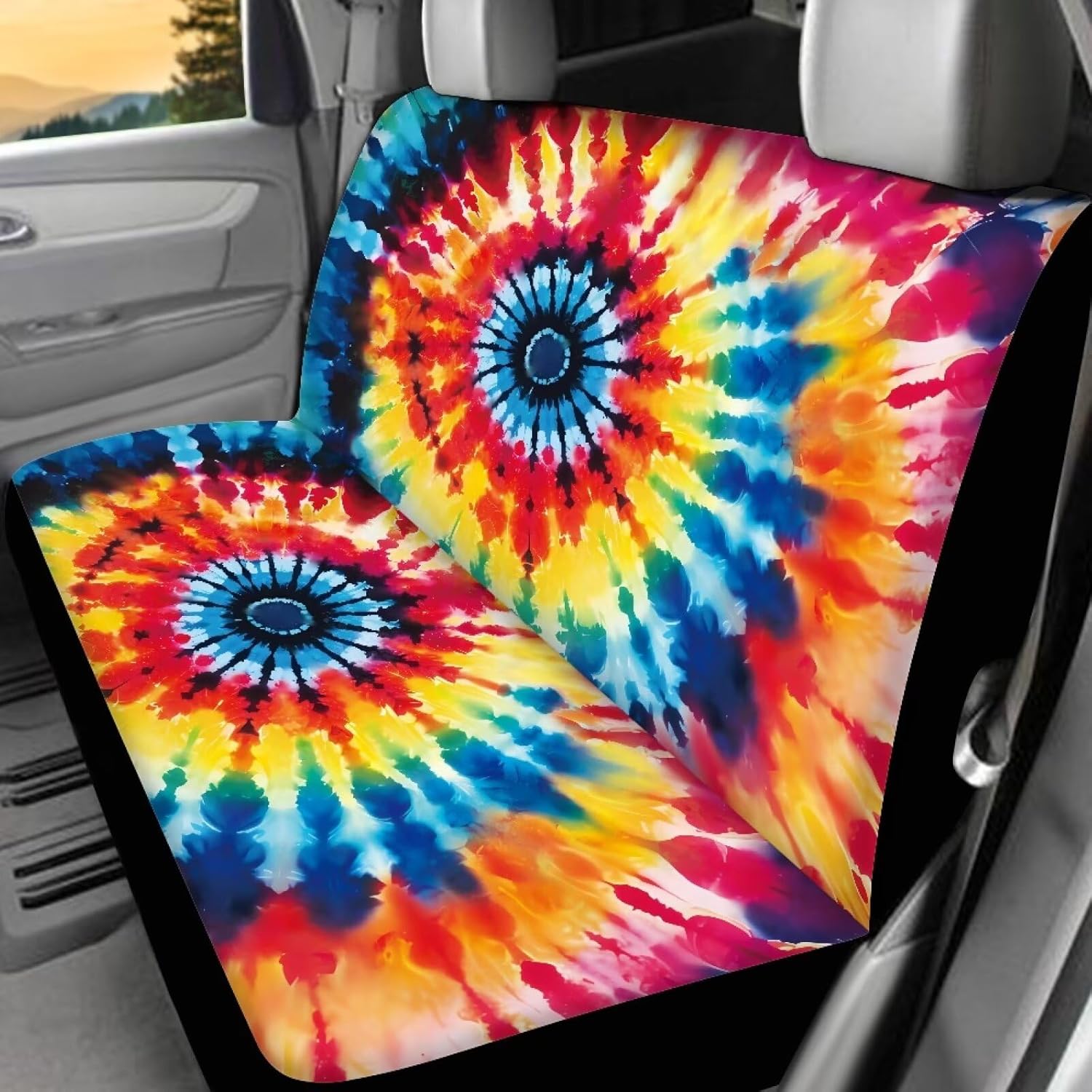 Tie Dye Car Seat Covers Full Set Automotive Seat Covers Accessories Breathable Front Car Seat Cover Pack of 4 Car Seat Protector Cushion Pad Mat Easy to Install