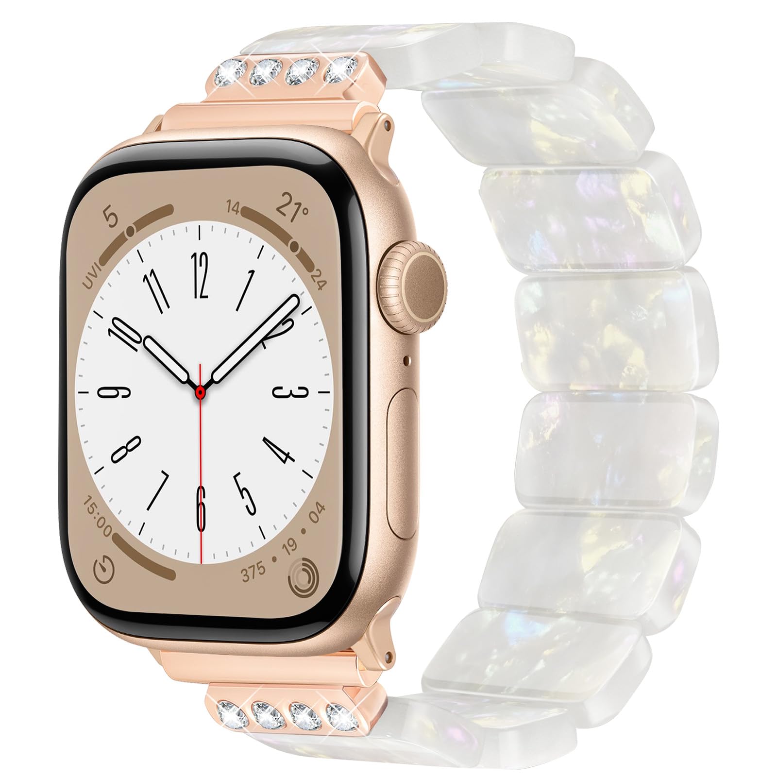 V.R.HOPE Stretchy Resin Apple Watch Band for Series Ultra/11/10/9/8/7/SE 46mm45mm44mm42mm49mm Fashion Cute, Lightweight & Flexible, Rectangle Design