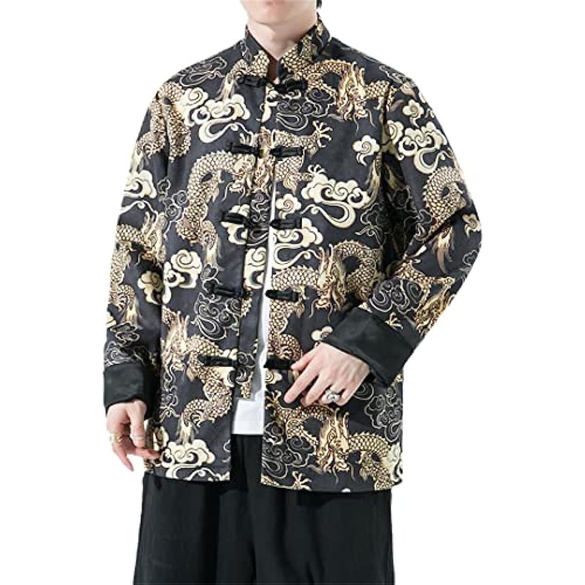 Veste Tang imprimé dragon pour les soirées et le quotidien en Medium