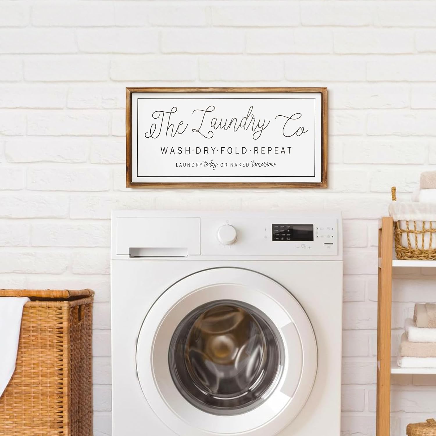 Large Laundry Sign for Laundry Room Decor 24''×12'' Farmhouse Laundry Room Wall Decor The Laundry Co Wash Dry Fold Repeat Wooden Sign