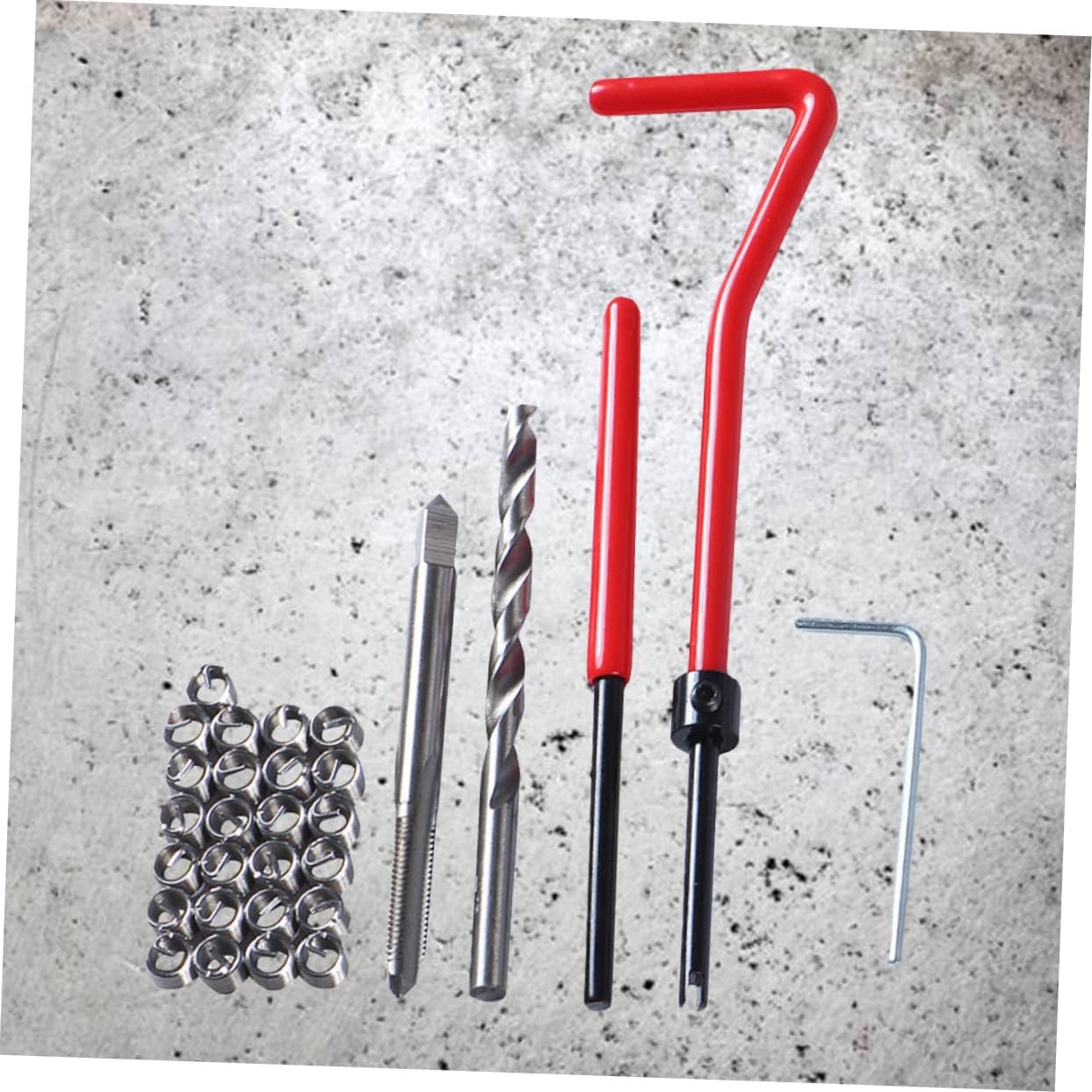 30pcs Thread Repair Kit Helicoil Insert Tool for Restoring Damaged Threads Cast Complete Metric Installation with Drill Bits and Taps