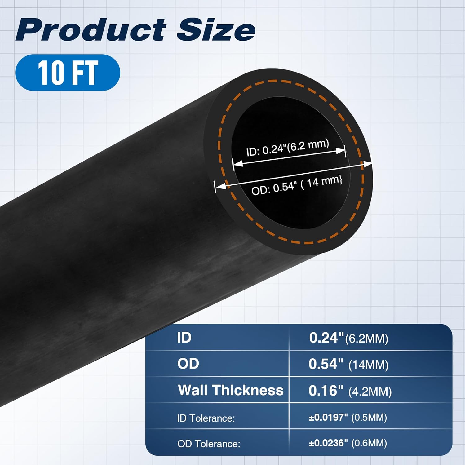 10FT 1/4" Heater Hose with 4 Clamps, EPDM Rubber Coolant Hose for Car Engine & Radiator, High Pressure 100PSI, 1/4 Heater Line Automotive