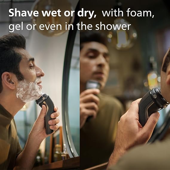 Philips Electric Shaver 3000 Series - Wet & Dry Electric Shaver for Men with SkinProtect Technology in Deep Black, Pop-up Beard Trimmer, Charging Stand, Travel Pouch (Model S3342/13)