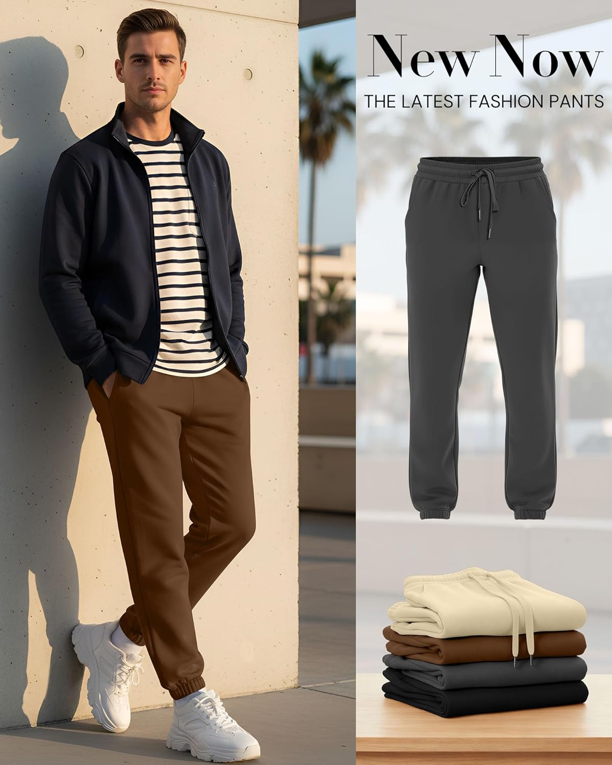 4 Pack Men's Sweatpants Drawstring Workout Athletic Joggers Lounge Running Gym Track Sweat Pants with Pockets - Image 2