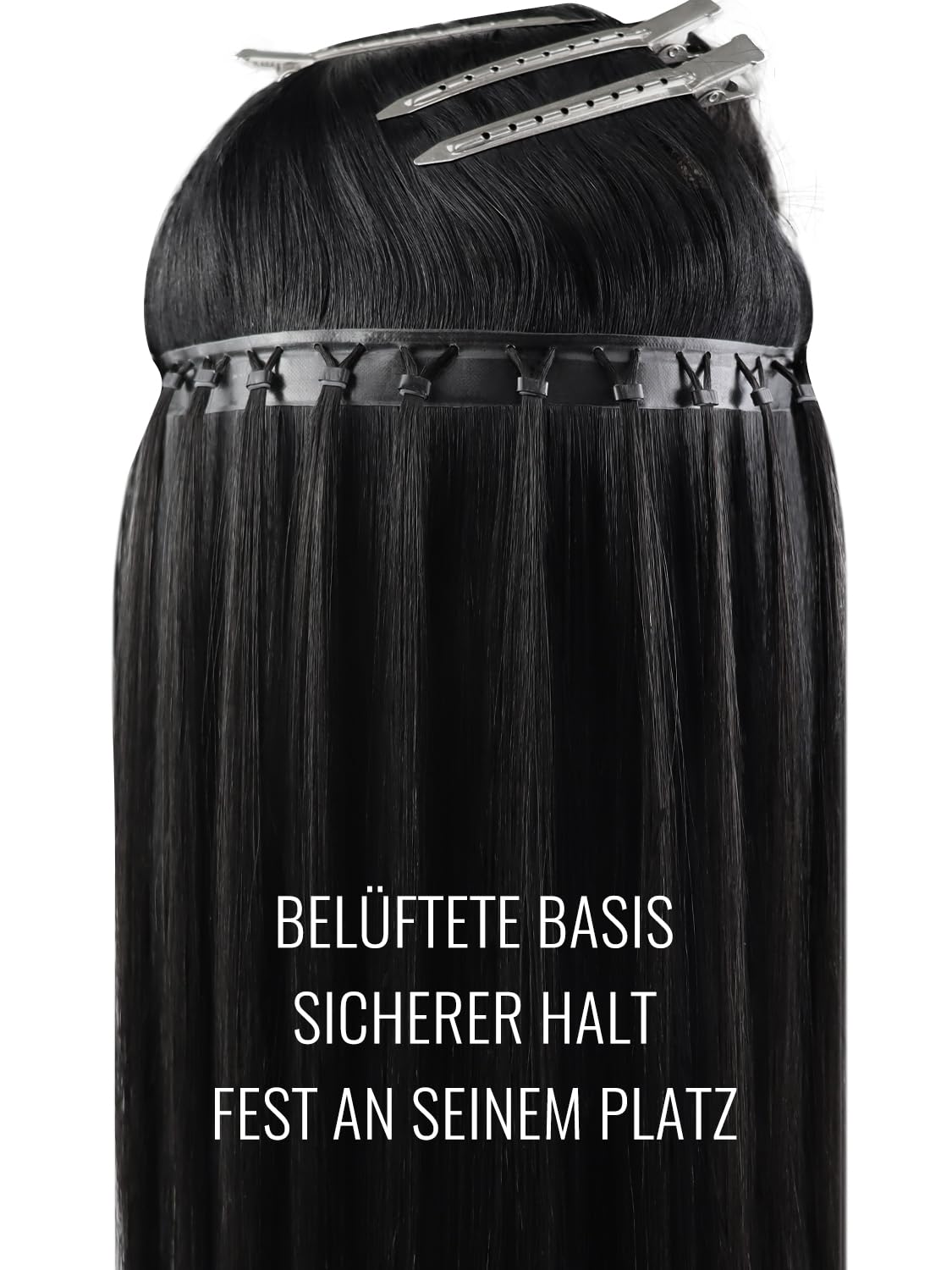 Fshine Echthaar Tressen Dunkelbraun 40cm 80g Butterfly Weft Extensions | Butterfly Tressen Echthaar, PU Hybridbasis, doppelseitiges Design, verdeckte Microringe, vorgefertigte Öffnungen