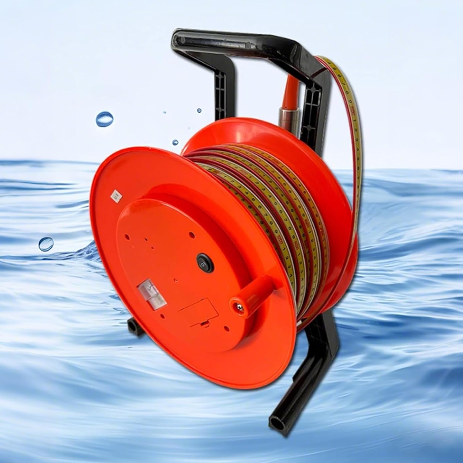 Water Level Meter for Wells & Boreholes, 15mm Probe Diameter Depth Gauge with Fixed Probe & Steel Tape, Accurate Groundwater Level Measuring Instrument for Reservoirs & Pipes, 10m Range