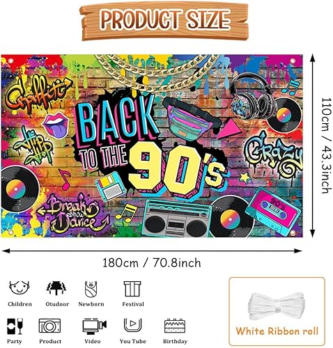 Miniatura 2 de Telón de fondo de los años 90, telón de fondo de los años 90, pared de ladrillo de graffiti de hip hop, fondo retro de radio, fondo de moda de los