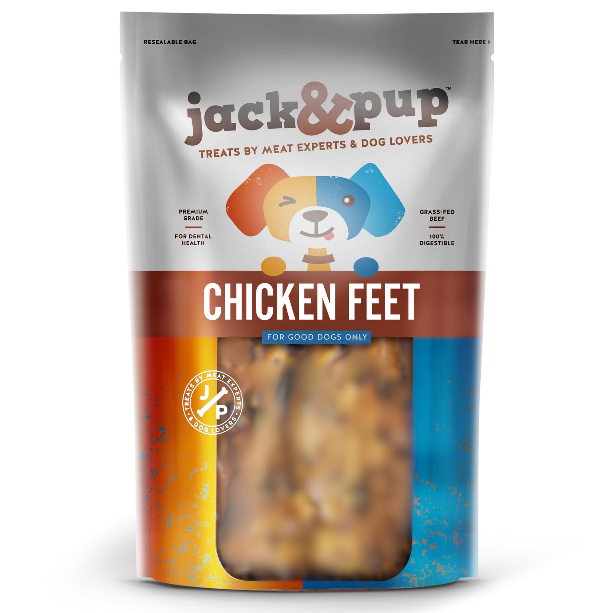 Jack&Pup Chicken Feet Dog Treats, Nail-Free, Single Ingredient, Grain Free, High Protein Snacks