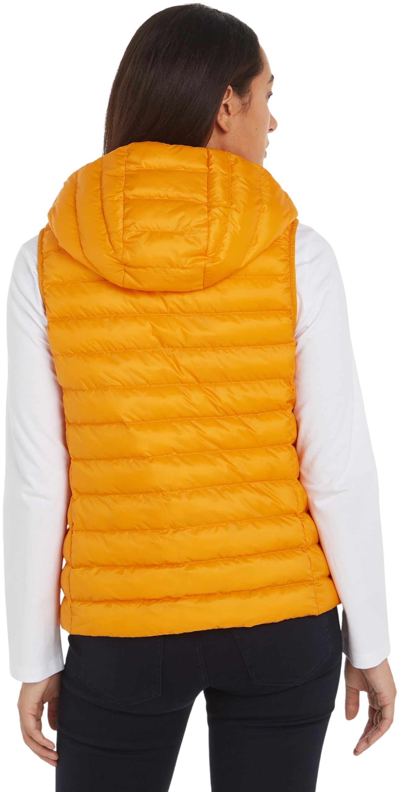 Tommy Hilfiger Damen Weste Padded Global Stripe Steppweste, Orange (Rich Ochre), S – Ansicht 2