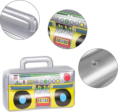 Miniatura 2 de 6 piezas inflables Boombox  Suministros de fiesta de los años 80 y 90 decoraciones inflables Boom  raperos Hip Hop B-niños accesorios de disfraz
