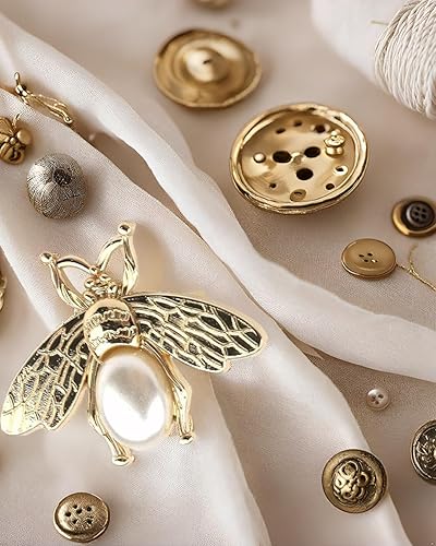 Miniatura 4 de 10 botones de abeja de metal, adornos de abeja, botones de perlas con parte trasera plana, adornos para coser manualidades y decoración de herrajes