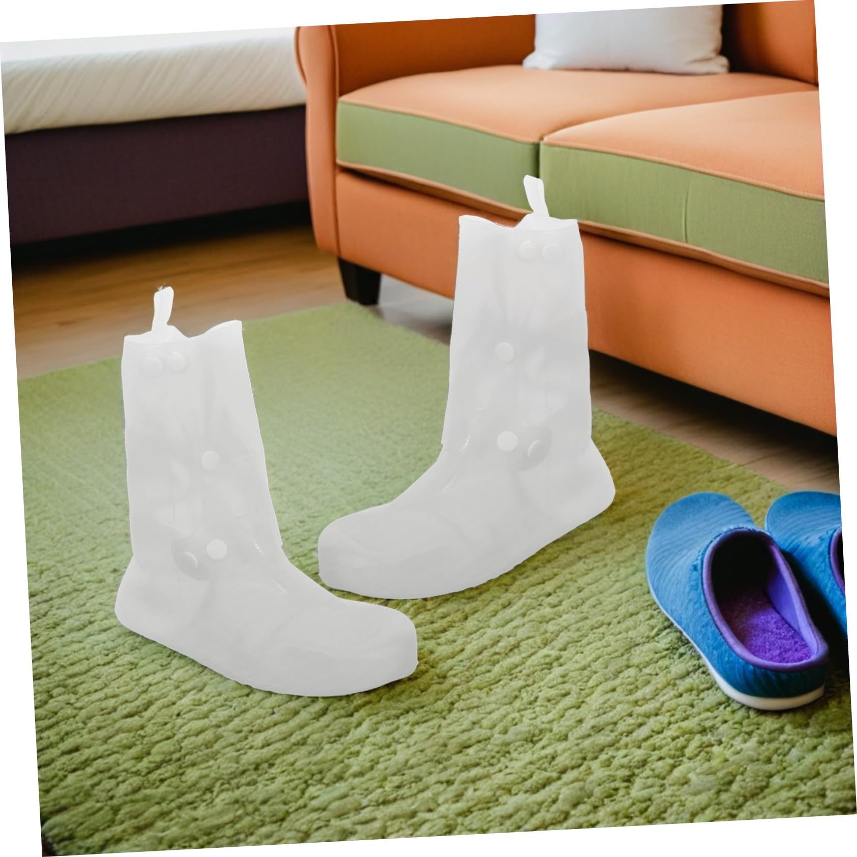 KOMBIUDA 2 Pares Fundas Impermeables Reutilizables para Zapatos Talla Cubrezapatos Antideslizantes de Silicona para Lluvia Viajes Ciclismo y Actividades al Aire Fáciles de Plegar y