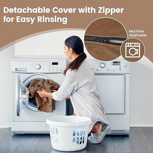 Miniatura 4 de Casart - Sofá cama de tres pliegues de espuma plegable portátil con funda lavable, diván para invitados, cojín acolchado para invitados (café)