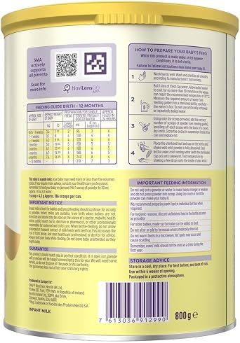 SMA® 1 First Infant Baby Milk Formula Powder from birth 800 g