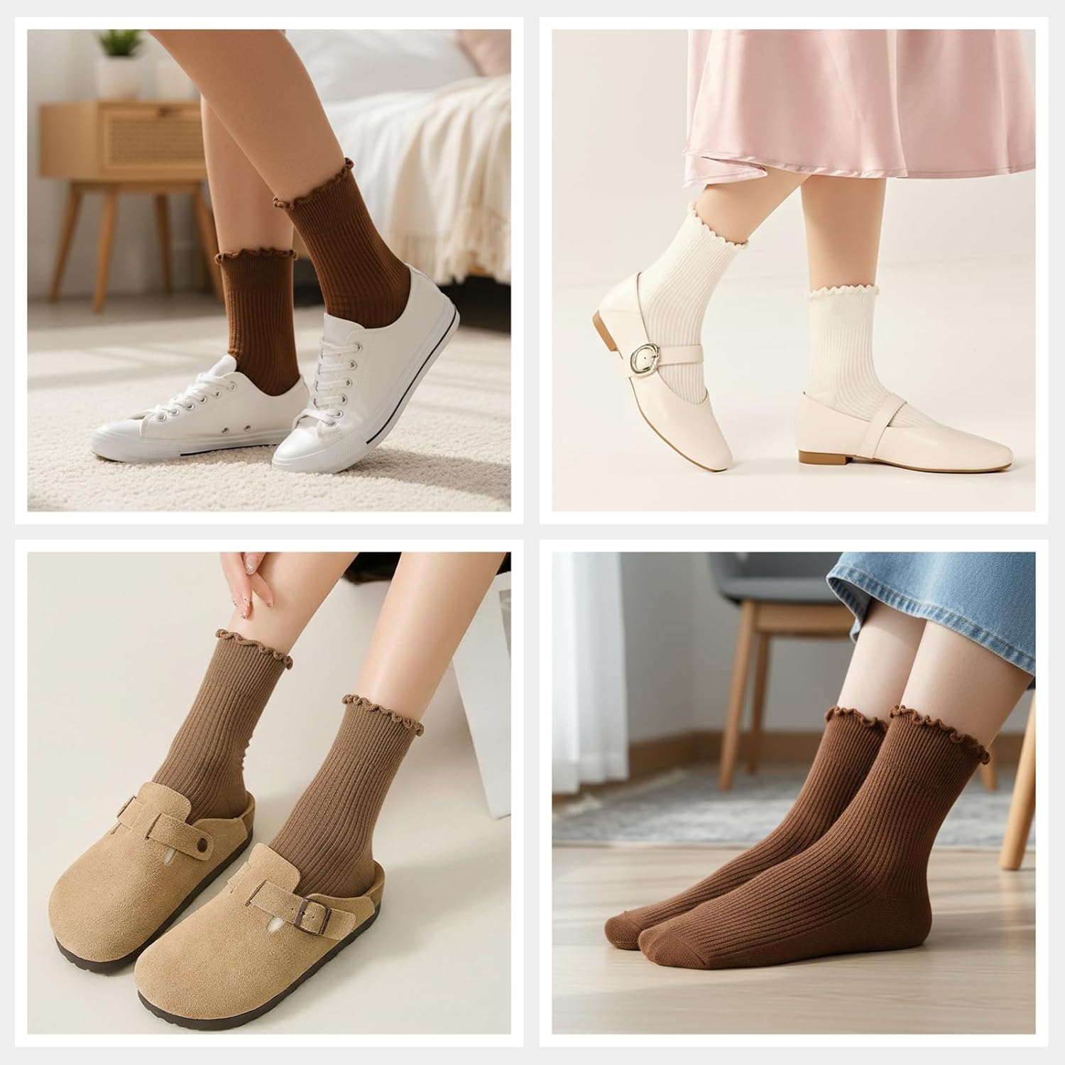 12 Pairs Cotton Quarter Socks for Women, Lightweight Non-Binding Mini Crew Sock, Cute Ruffle Ankle Sock for Uniform - Image 4