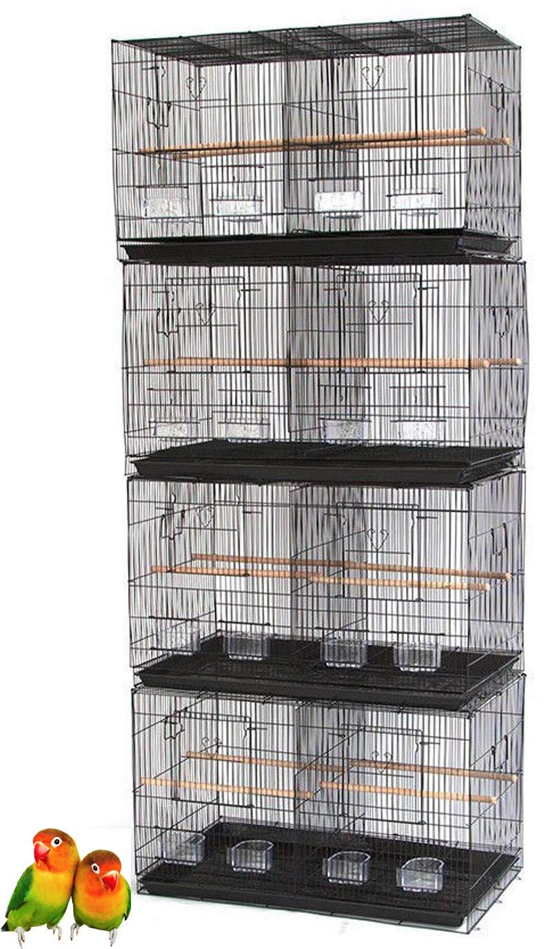 Lot of Breeding Bird Flight Cages for Canary Parakeet Aviaries Budgies Lovebird Finch (Large 30" Black Divider)