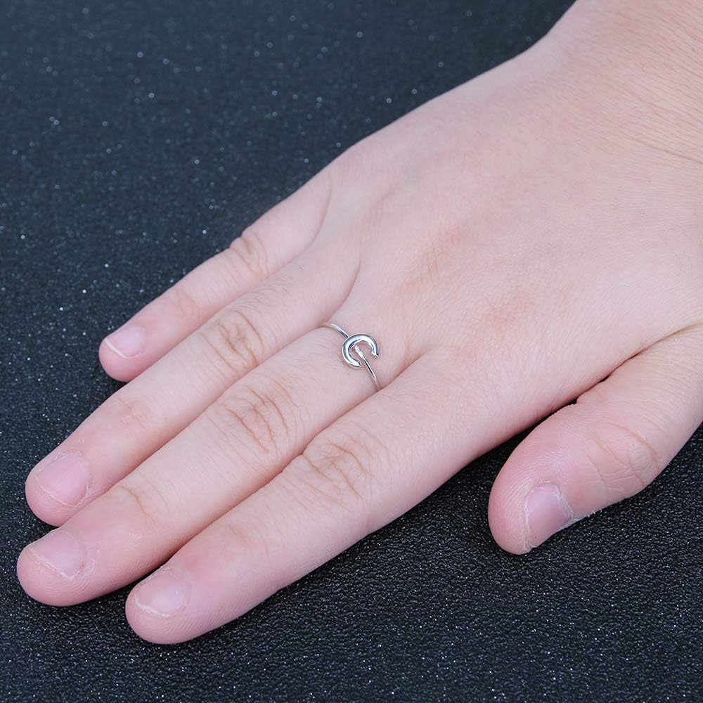 AOEDEJ 925 Sterling Silver Stackable Initial Letter Rings Capital Letter Ring Charm Initial Band for Women - Image 2