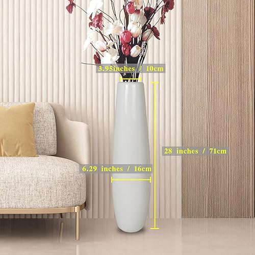 Miniatura 2 de TDIAVH Jarrón de cerámica blanco de 28 pulgadas de alto, soporte para flores, jarrones grandes decorativos para centros de mesa, estantes,