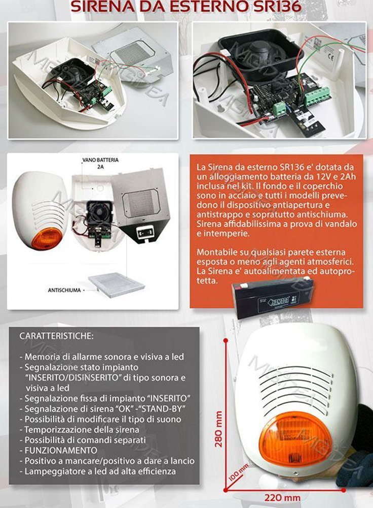 KIT ANTIFURTO ALLARME GSM AMC ITALIA C24 PLUS CASA NEGOZIO CAPANNONE SIRENA ESTERNA SENSORE COMBINATORE VERS. COMPLETA BATTERIE INCLUSE!!