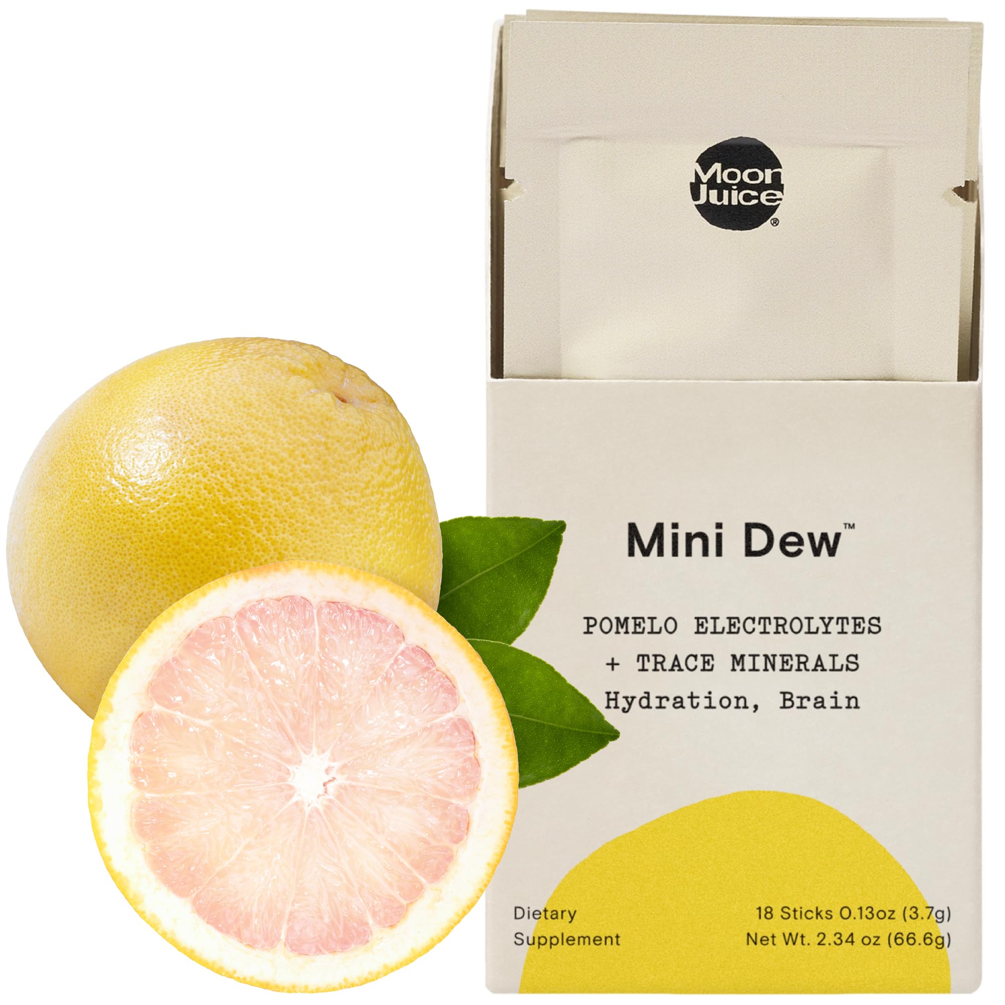 Moon Juice, Mini Dew Electrolyte Packets, Pomelo Grapefruit, 18ct Pomelo Sticks (18 Servings)