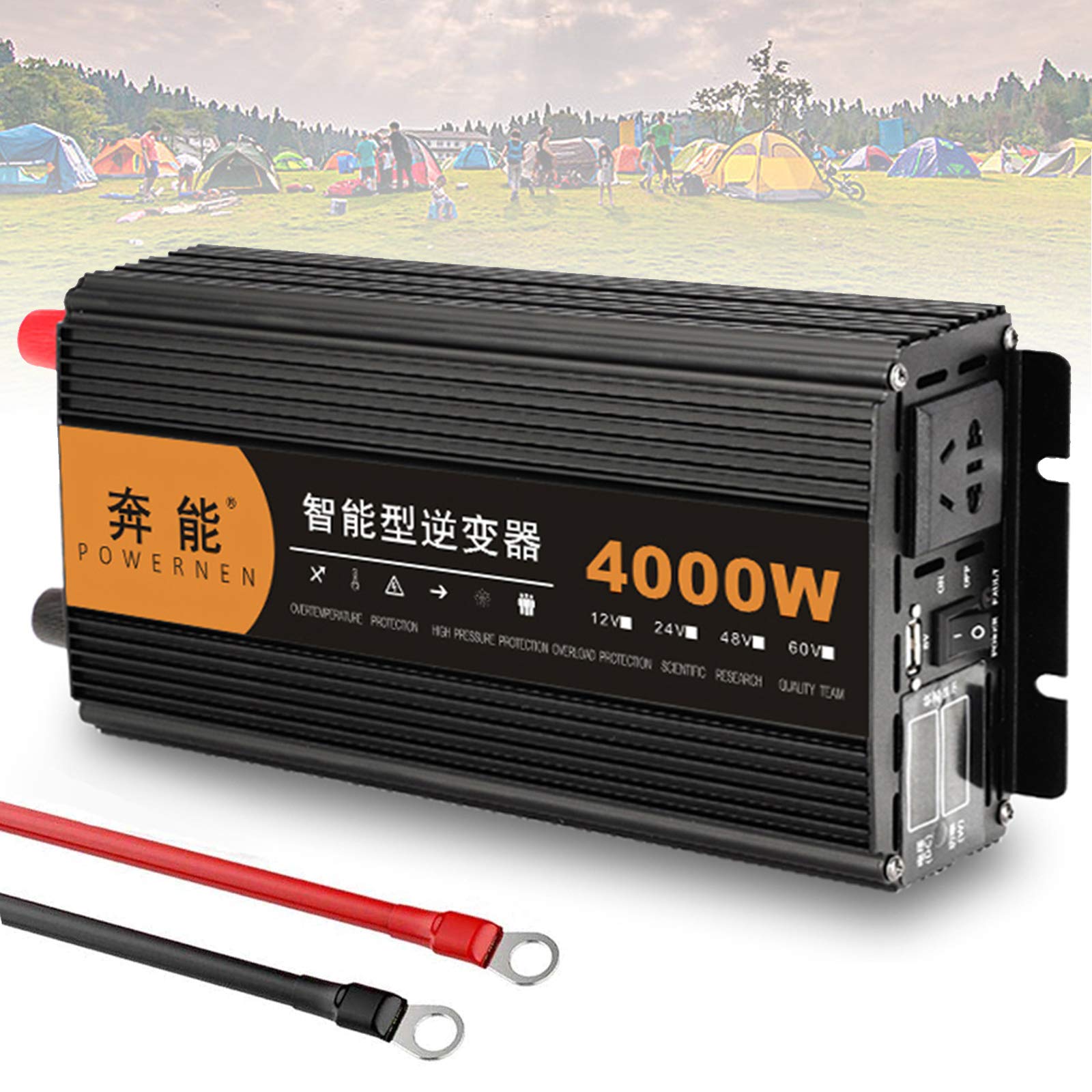 ZH-VBC Inverters 12V to 220V 230V 240V, 3200W 4000W 5000W 6000W 8000W 9000W 12000W 15000W 12V Pure Sine Wave Power Inverter 230V AC Output, with USB Port - for Any Vehicle, Boat,4000W
