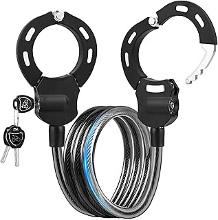 GuKKK E Scooter Lock, 152 cm Anti-Theft Lock for E Scooter, 1.4 kg, Handcuff Lock with 3 Keys, Cable Lock, Bicycle Lock, High Security, Ideal for Bicycle, Pushchair, Scooter, Scooter