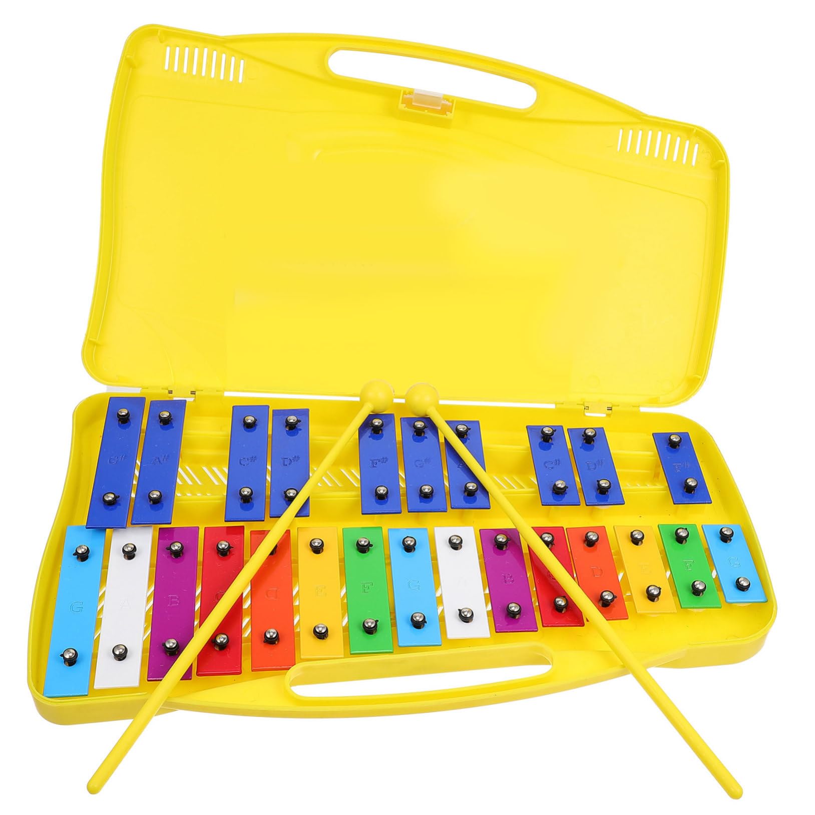 Yardwe Xilófono Madera con Percusión Metalófona de 25 Notas, Instrumento de Percusión para Niños con Placa de Hierro y Sonido Claro para Educación Temprana