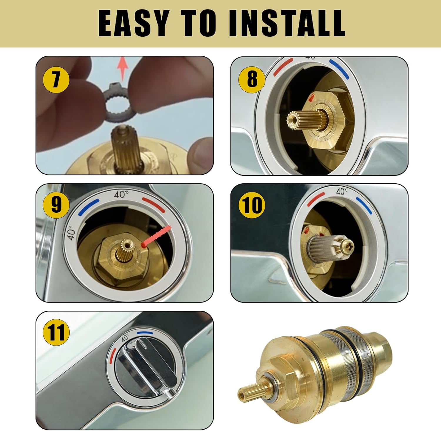 96633000 Thermostatic Cartridge T42 (BTC) Replacement - Compatible with Hansgrohe Axor, Ecostat, Ecomax and Cart Shower Systems