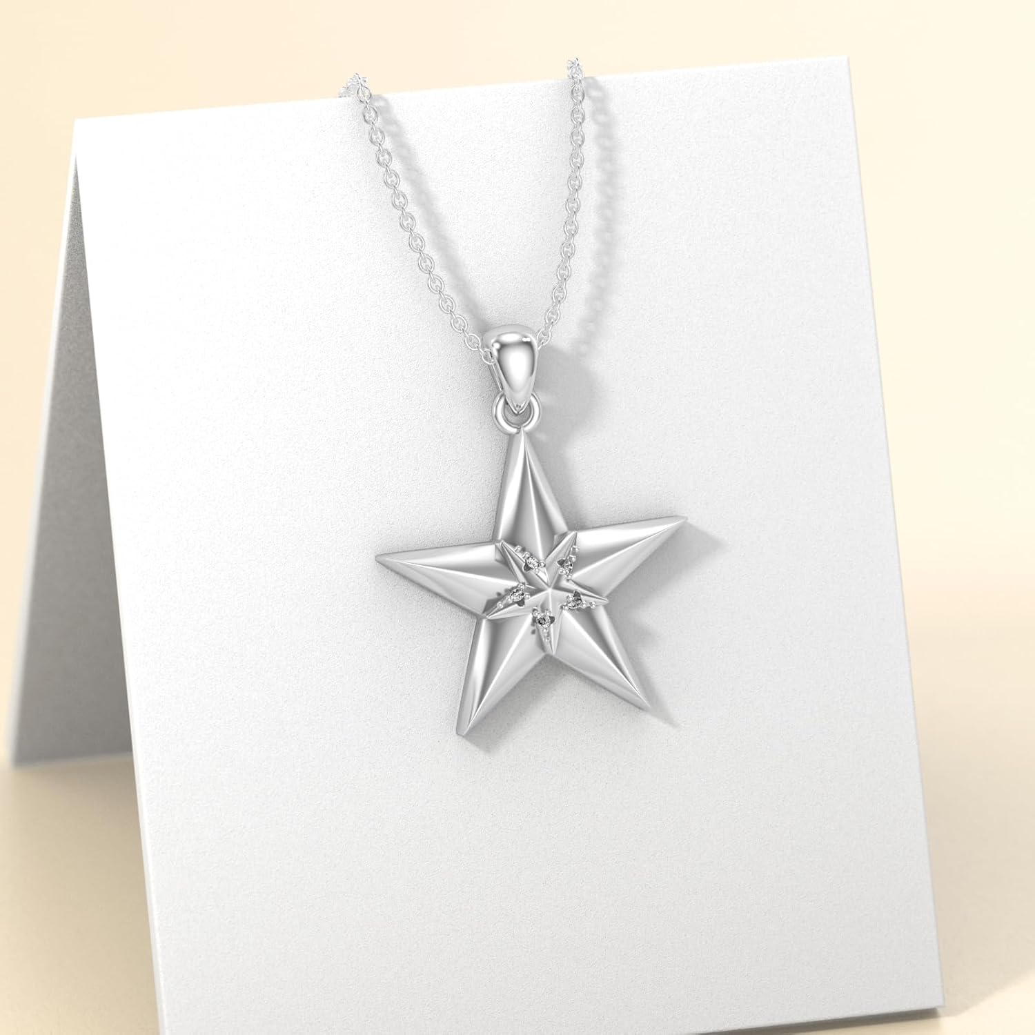 Diamond Star Necklace for Women 925 Sterling Silver Pentagram Necklace With Lab Grown Diamond Gifts for Birthday Christmas Day - Image 2