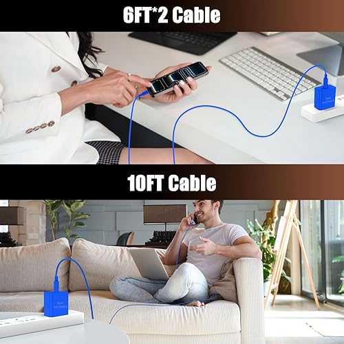 Miniatura 7 de Cargador de carga rápida para iPhone 17 y 16 Pro Max, cargadores USB C súper rápidos de 45 W para iPhone 17 (6 pies+6 pies + 10 pies) tipo C con