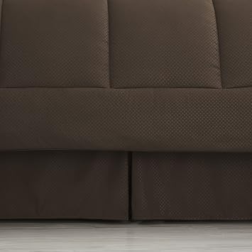 Queen Comforter Set 8 Piece Bed in a Bag with Bed Skirt, Fitted Sheet, Flat Sheet, 2 Pillowcases, 2 Pillow Shams, Queen, Checkered Chocolate