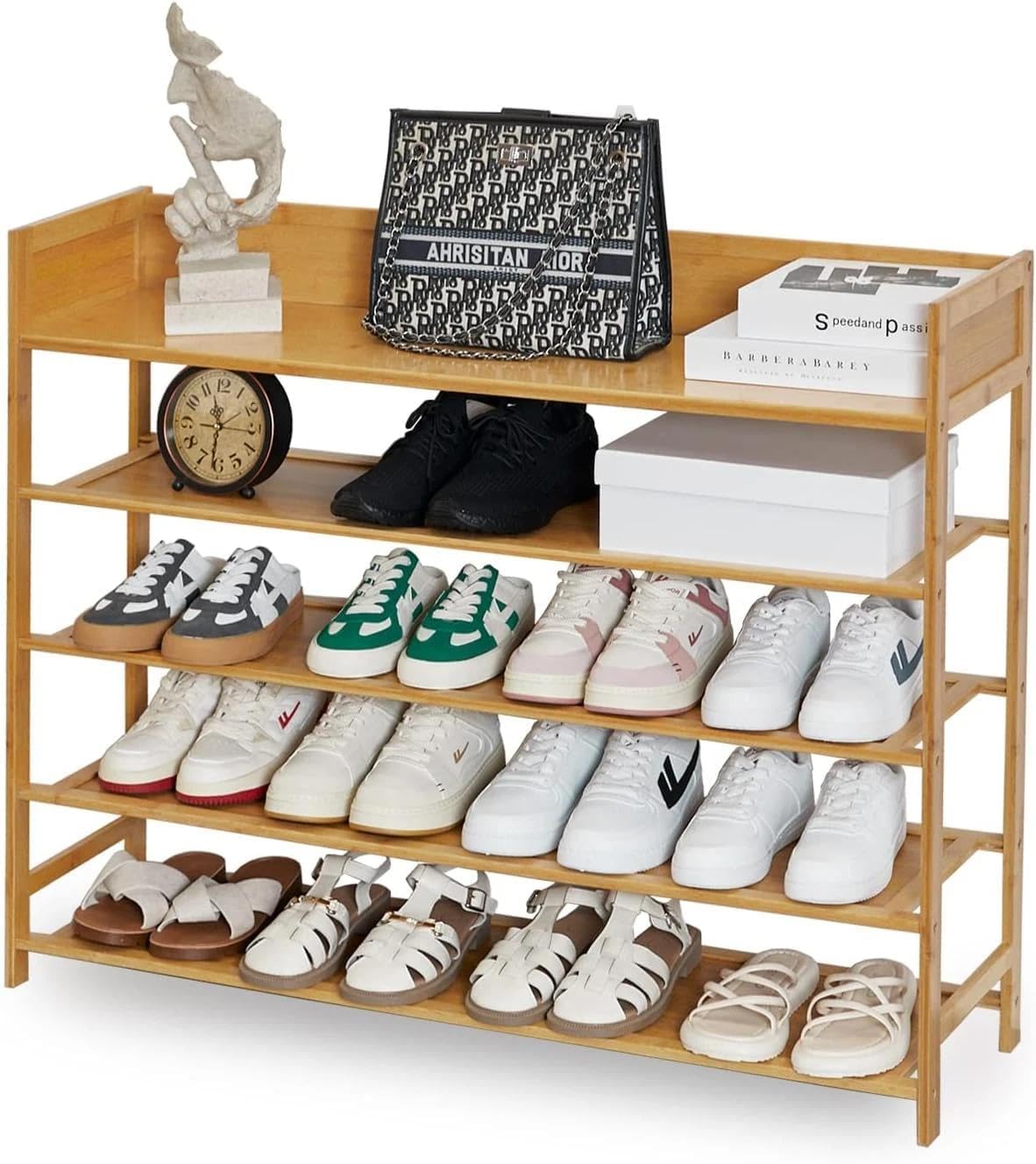 for Shoe Rack, 5-Tier Bamboo Shoe Rack Organizer for Entryway Hallway, Beautiful NAT