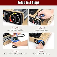 Vista 9 de SHINESTAR Dual Fuel Camping Stove with Butane & Propane Compatibility, Portable Stove for Outdoor Cooking, Propane Adapter Hose, Wind Guard and