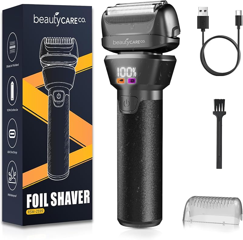 Barbeador elétrico de tela BEAUTYCARE para homens, barba curta, preto