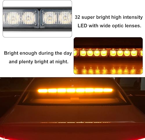 Miniatura 3 de ASPL Barra de luz LED de 36 pulgadas para asesor de tráfico, advertencia, luz estroboscópica de emergencia, intermitente direccional, luces de