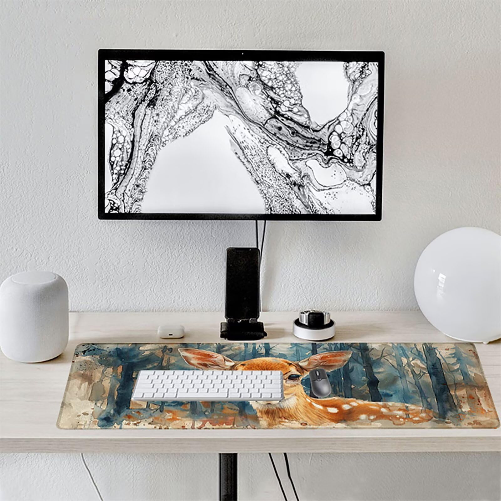 Ciervo Alfombrilla Ratón Gaming XXL 1500 x 800 mm, Alfombrilla Gaming Amarillo Mousepad con Base de Goma Antideslizante, Impermeable Desk Mat para Teclado y Raton, Accesorios Gaming, Regalos 3-F