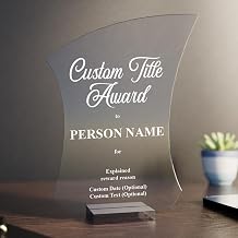 EGD Personalized Acrylic Trophy Award for Activities I Custom Trophy Plaque I Customizable Awards and Trophies I Customize Your Employee Appreciation Gifts (Award No Logo)