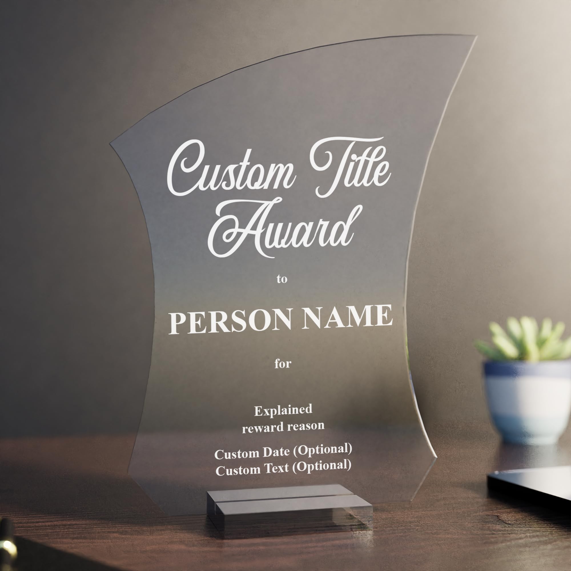 EGD Personalized Acrylic Trophy Award for Activities I Custom Trophy Plaque I Customizable Awards and Trophies I Customize Your Employee Appreciation Gifts (Wide 8