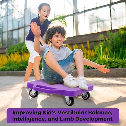 Miniatura 7 de Patinete de plástico para niños de 6 a 12 años con ruedas universales, patinete deportivo manual con asas para clase de gimnasio