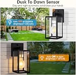 Dusk to Dawn lumières extérieures, 2-Pack Imperméable Mur extérieur Sconce luminaires pour la maison extérieure, Porche lumière pour garage, Patio, Entrée, Noir