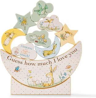 KIDS PREFERRED Guess How Much I Love You Wooden Balancing Stacker Toy and Decoration Educational Preschool Learning Wooden Blocks for Babies, Toddlers, and Kids