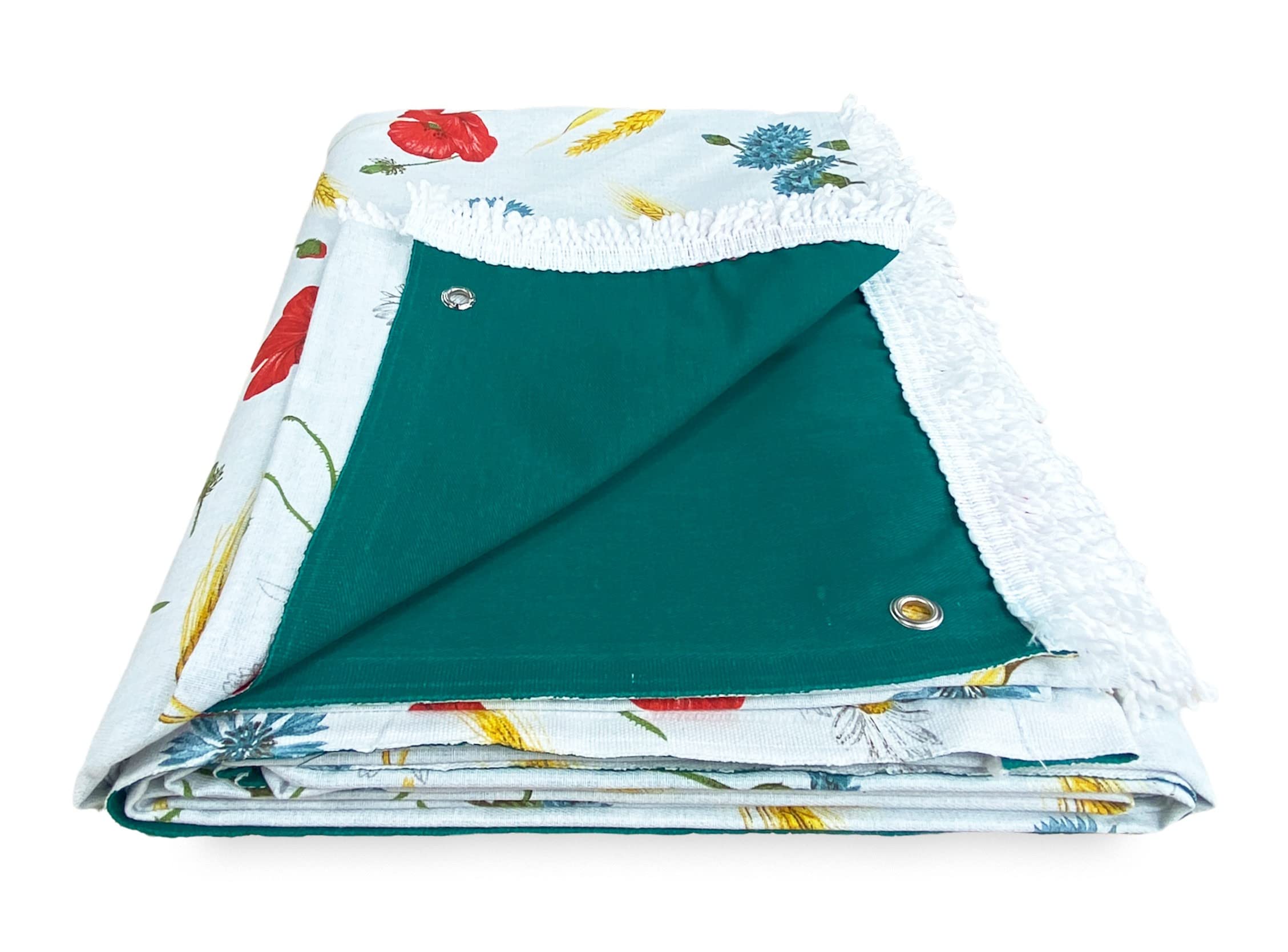 Tende per Esterno - Tende da Sole per Esterno CON ANELLI | Tenda da Giardino, Veranda, Gazebo, Portico | Ganci per Applicazione | Resistente e Lavabile, Cotone 100% Durevole, Stampa Papaveri - 150x300