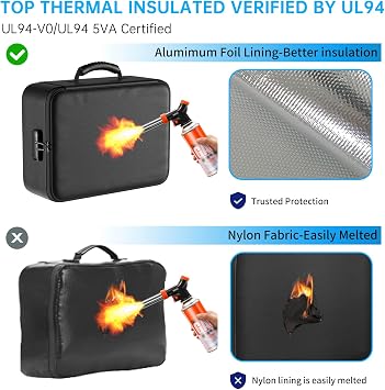 ENGPOW 5200F Fireproof Document Bag with Lock,8 Layers Heat Insulated